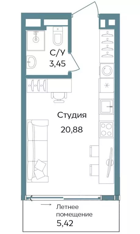 Студия Крым, Саки ул. Морская (29.75 м) - Фото 0
