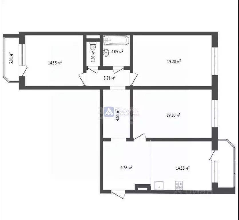 3-к кв. Тюменская область, Тюмень ул. Александра Митинского, 7 (92.0 ... - Фото 2