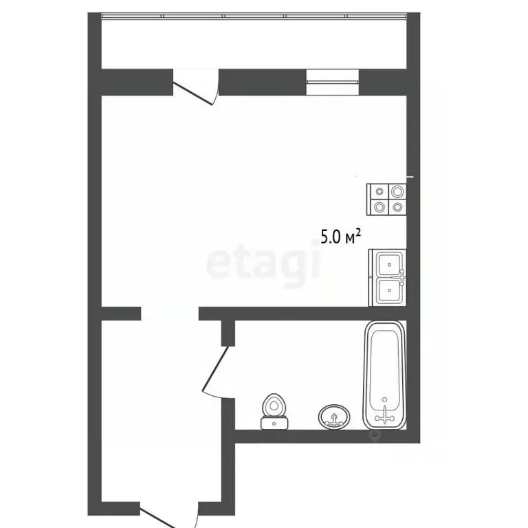 Студия Тюменская область, Тюмень ул. Андрея Бушуева, 2 (30.4 м) - Фото 1