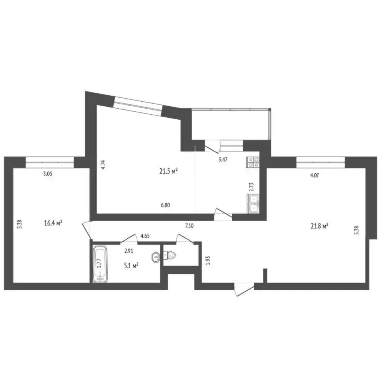 3-к кв. Тюменская область, Тюмень Харьковская ул., 68 (81.4 м) - Фото 1