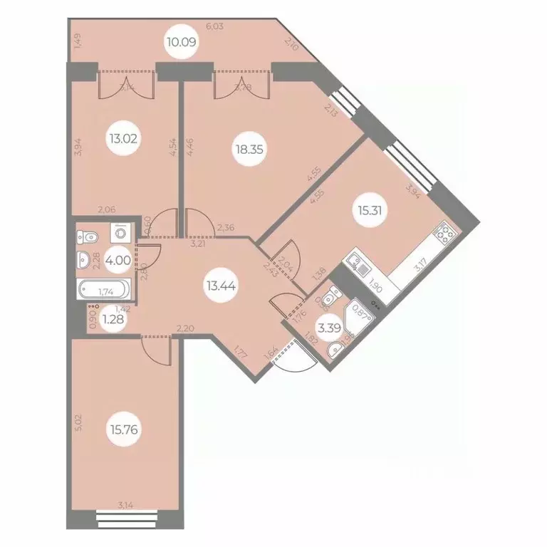 3-к кв. Санкт-Петербург ул. Маршала Захарова, 10 (87.58 м) - Фото 0