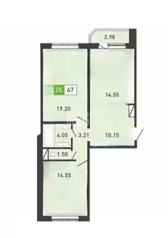 2-к кв. Тюменская область, Тюмень ул. Дмитрия Менделеева, 12к1 (67.0 ... - Фото 2