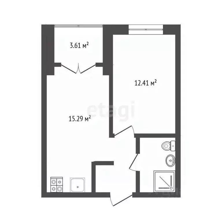 1-к кв. Тюменская область, Тюмень ул. Ильи Кургузова, 2 (35.4 м) - Фото 1