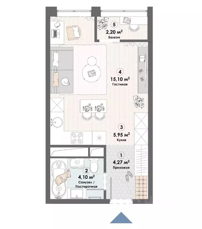 Студия Московская область, Пушкино Надсоновский туп. (31.62 м) - Фото 1
