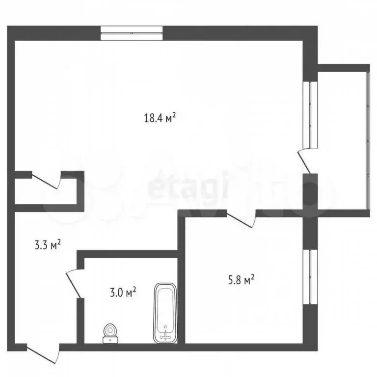 1-к. квартира, 31 м, 4/5 эт. - Фото 0