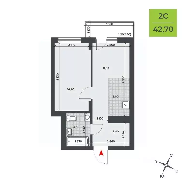 2-к кв. Новосибирская область, Новосибирск Юбилейный мкр,  (42.7 м) - Фото 0