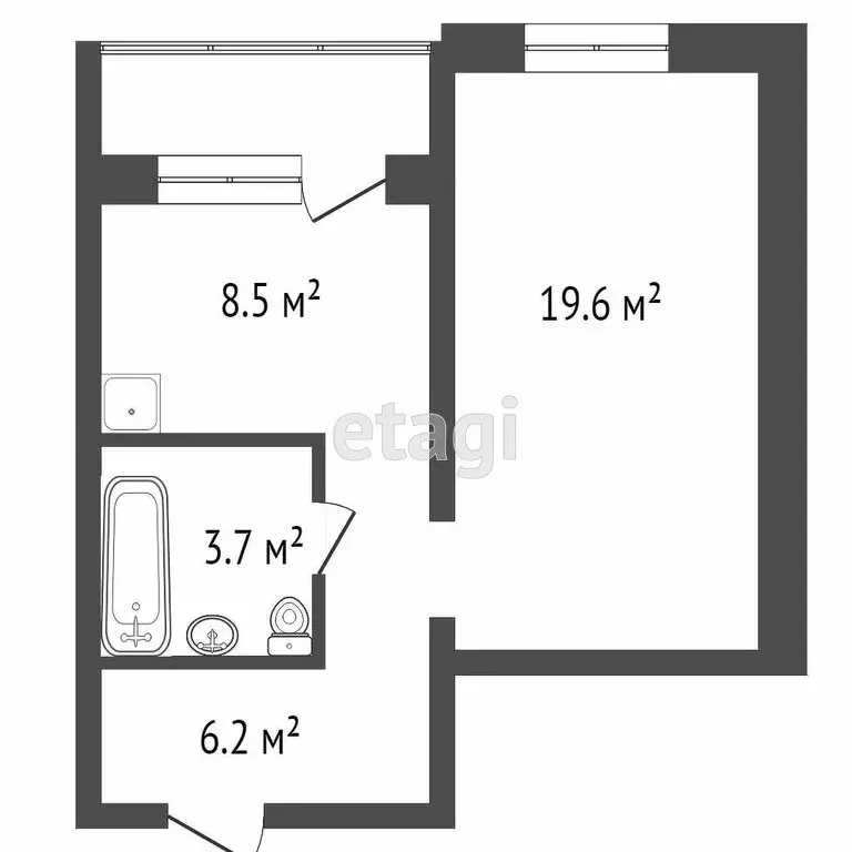 1-комнатная квартира: Красноярск, улица Александра Матросова, 36 (39.1 ... - Фото 0