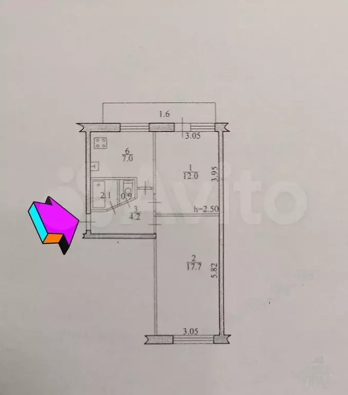 2-к. квартира, 43,9 м, 1/5 эт. - Фото 0