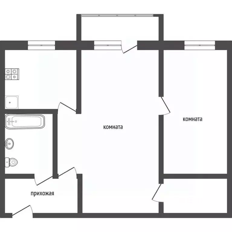 2-к кв. Тверская область, Тверь ул. Екатерины Фарафоновой, 36А (44.6 ... - Фото 1