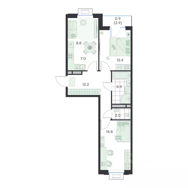 3-к кв. Московская область, Раменское G3 Михалевич жилой комплекс ... - Фото 1