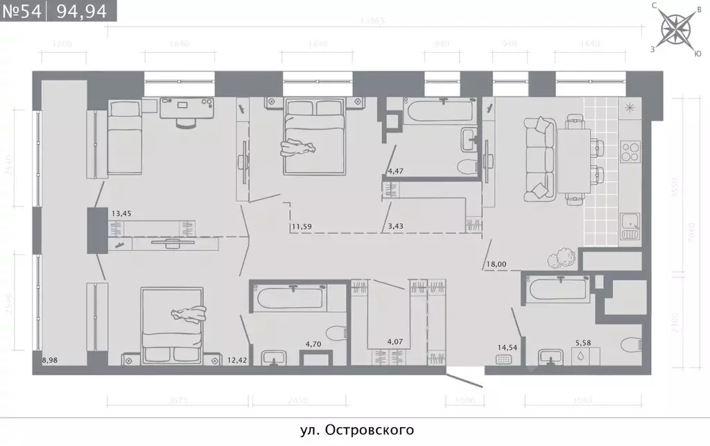 3-к кв. Татарстан, Казань Кастура Таун жилой комплекс (94.94 м) - Фото 0