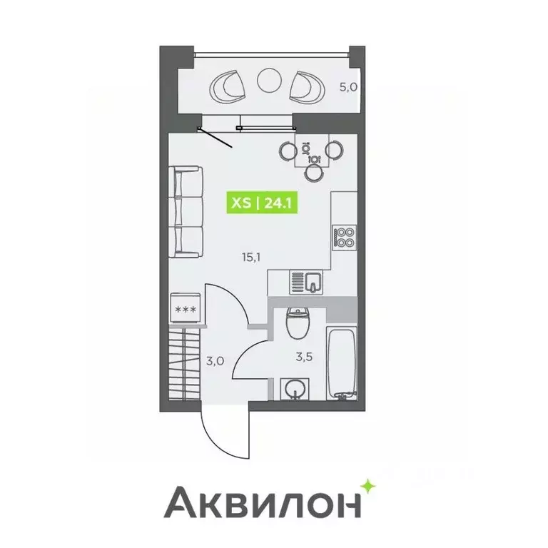 Студия Санкт-Петербург бул. Головнина, 4 (24.1 м) - Фото 0