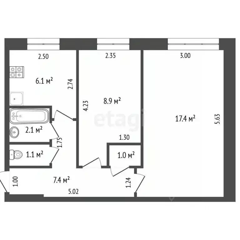 2-к кв. Саха (Якутия), Жатай городской округ, Жатай рп ул. Северная, ... - Фото 2