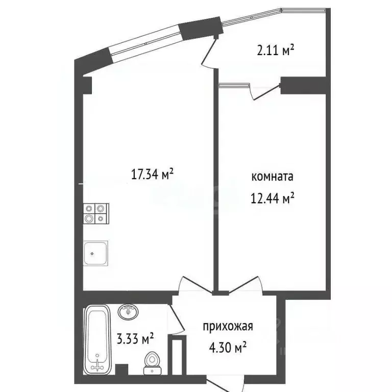2-к кв. Севастополь ул. Летчиков, 10к2 (40.4 м) - Фото 2