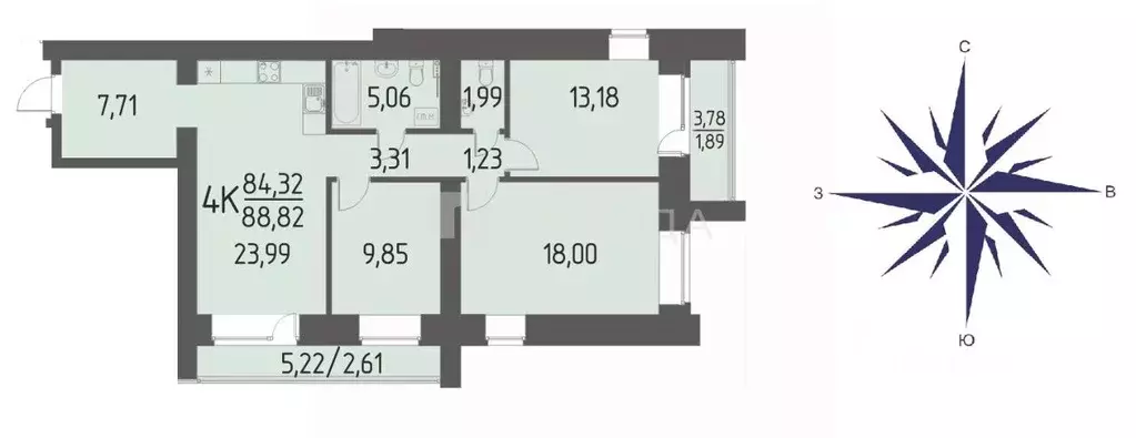 4-к кв. Томская область, Томский район, д. Кисловка, Левобережный мкр ... - Фото 2