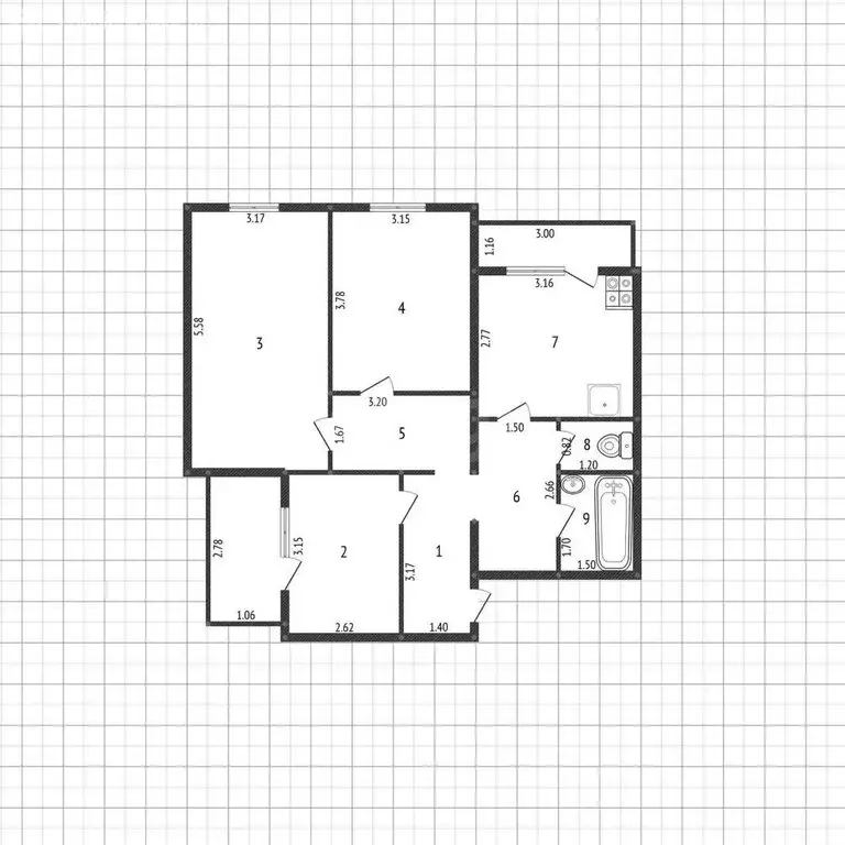 3-комнатная квартира: Шебекино, улица Шумилова, 23 (64 м) - Фото 1