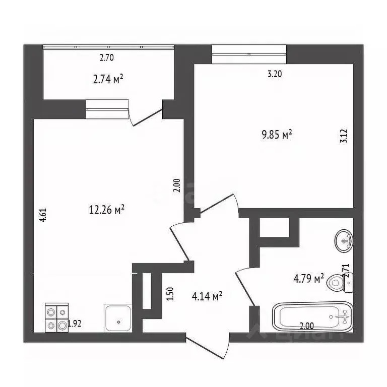 1-к кв. Тюменская область, Тюменский муниципальный округ, д. Дударева ... - Фото 2