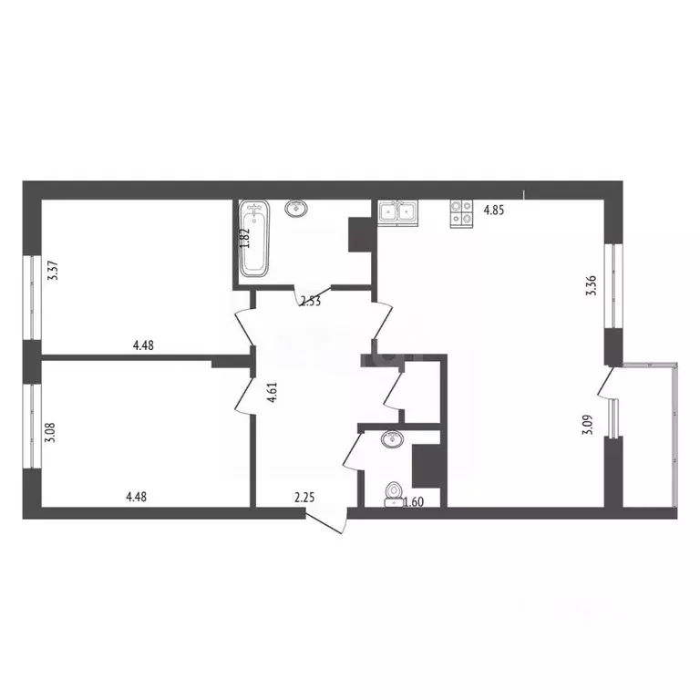 3-к кв. Тюменская область, Тюмень проезд Тихий, 4 (75.1 м) - Фото 2
