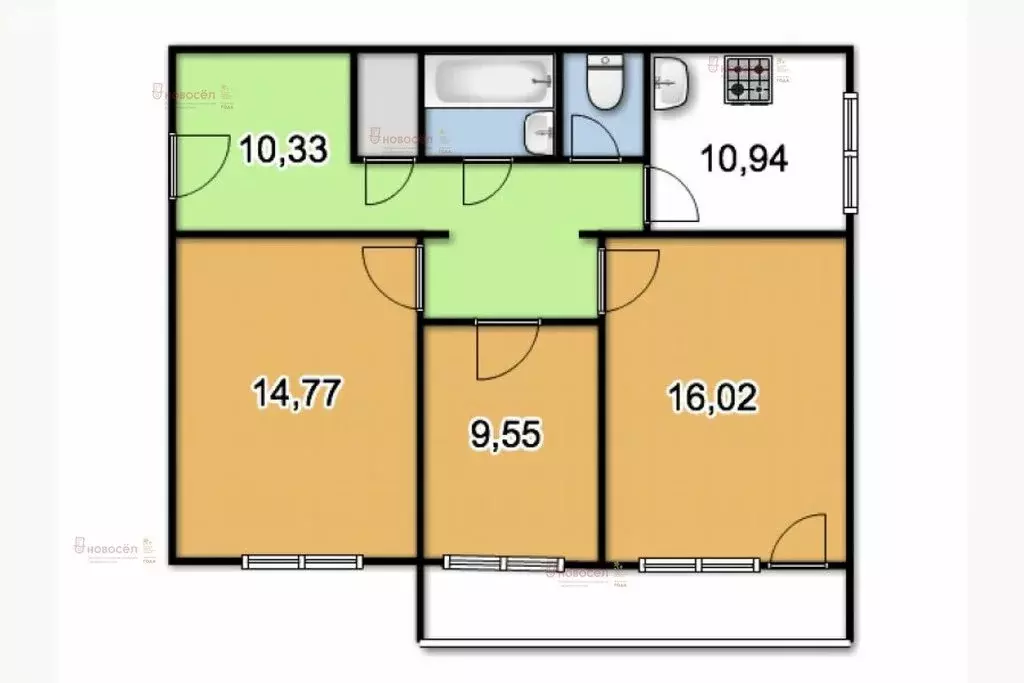 3-комнатная квартира: екатеринбург, улица шейнкмана, 108 (56.3 м) - Фото 0