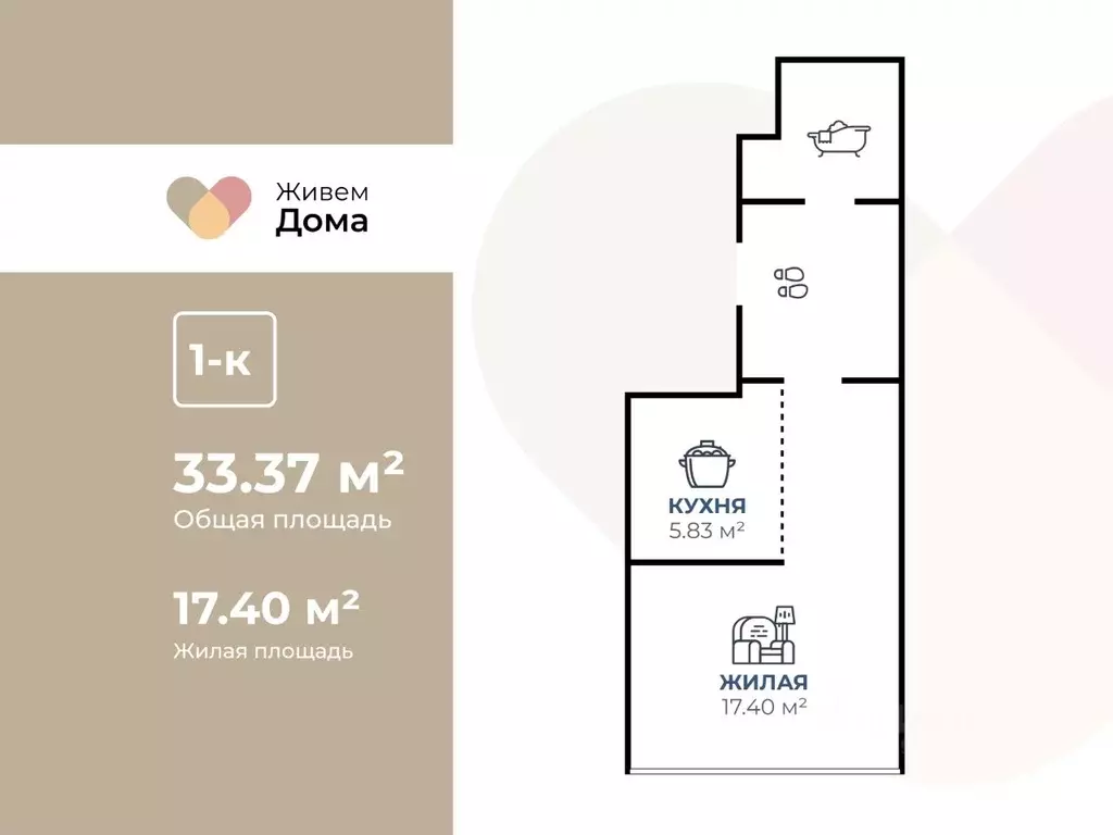 1-к кв. Волгоградская область, Волгоград ул. Грибанова, 3А (33.4 м) - Фото 1