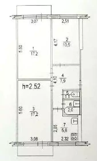 Квартира, 3 комнаты, 61.5 м - Фото 1