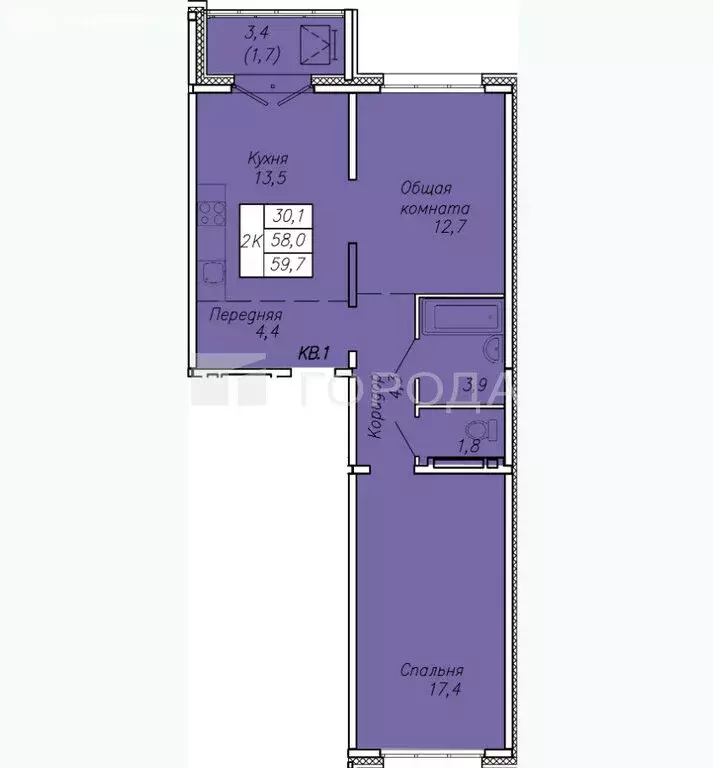 2-комнатная квартира: Новосибирск, улица Связистов, 13/2 (59.7 м) - Фото 1