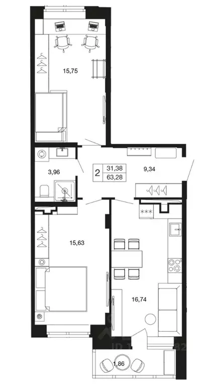 2-к кв. Московская область, Апрелевка Наро-Фоминский городской округ, ... - Фото 1