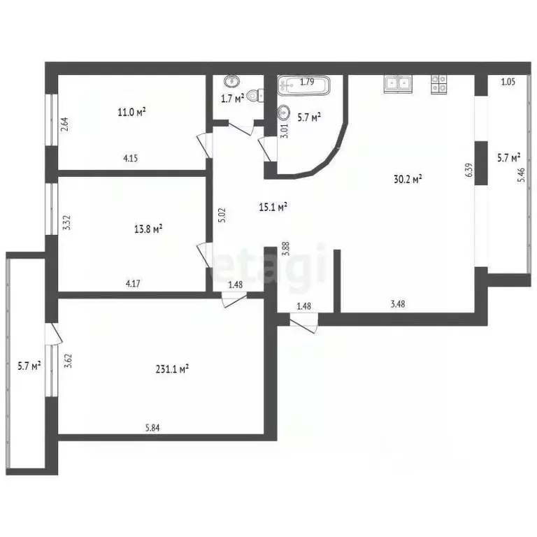 3-к кв. Саха (Якутия), Якутск ул. Кузьмина, 29 (98.6 м) - Фото 2