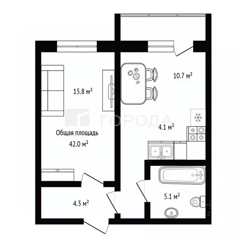 2-к кв. Новосибирская область, Новосибирск ул. Виктора Уса, 13 (42.0 ... - Фото 2