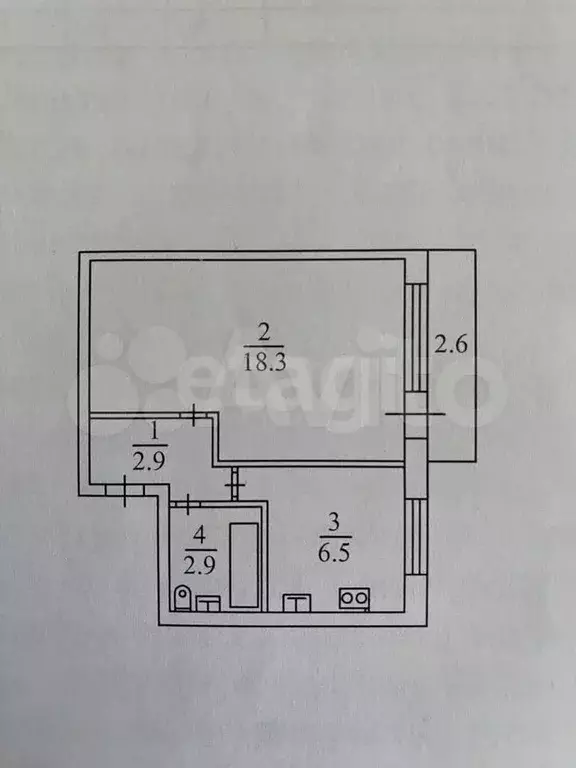 1-к. квартира, 31 м, 3/5 эт. - Фото 0