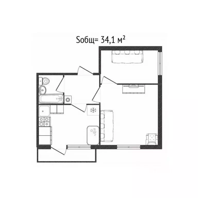 2-к кв. Брянская область, Почеп Злынковская ул., 2 (34.1 м) - Фото 1