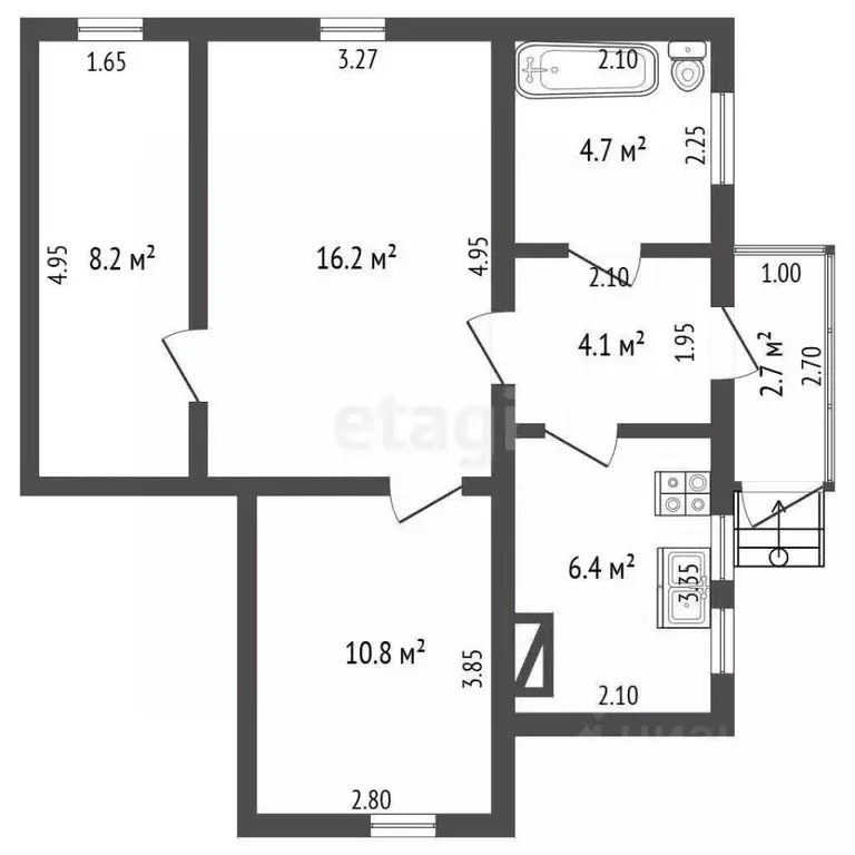 3-к кв. Воронежская область, Борисоглебск Дубровинская ул., 86 (50.4 ... - Фото 1