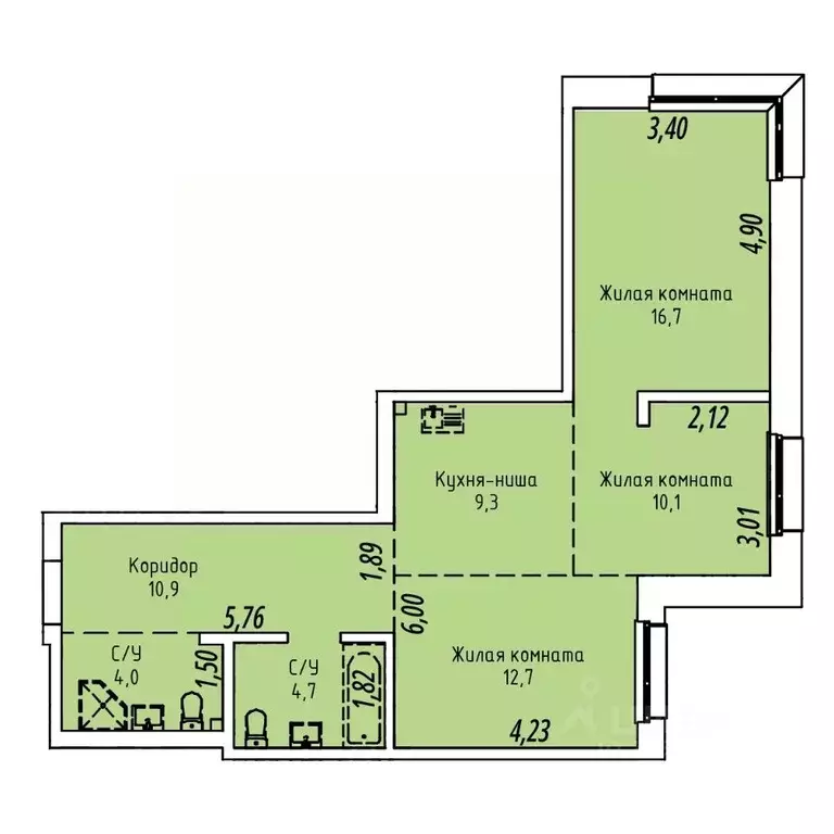 3-к кв. Иркутская область, Иркутск Култукская ул., 16 (68.4 м) - Фото 1