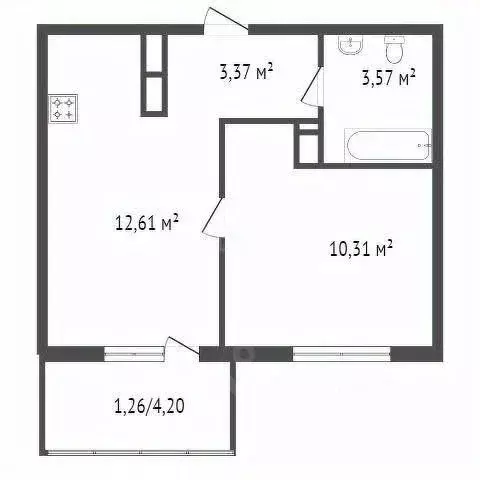 2-к кв. Татарстан, Казань ул. Волкова, 12 (44.2 м) - Фото 1