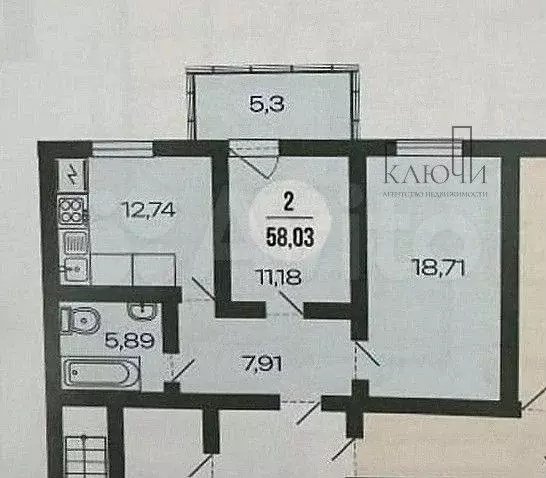2-к. квартира, 58 м, 1/3 эт. - Фото 0