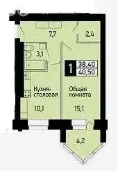 Квартира-студия: Калуга, Солнечный бульвар, 8 (38.4 м) - Фото 2