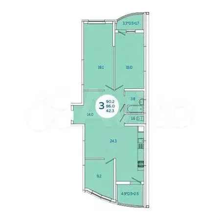 4-к. квартира, 95 м, 18/18 эт. - Фото 0