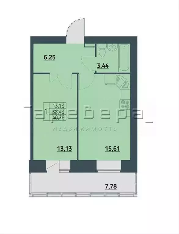 1-комнатная квартира: Красноярск, улица Светлова, 1с2/1 (41 м) - Фото 0