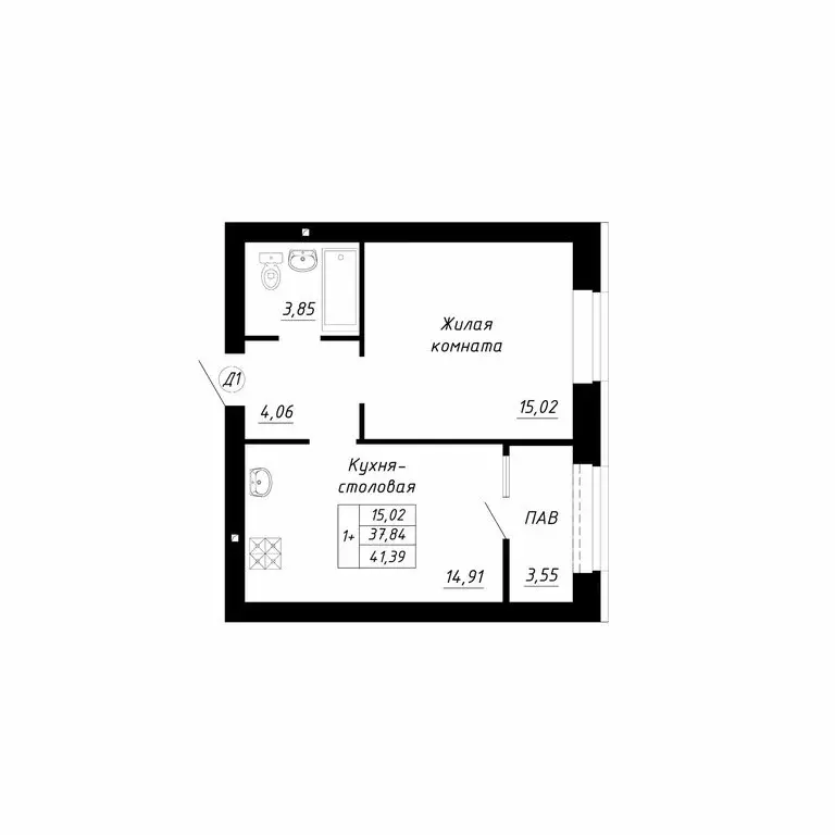 1-комнатная квартира: Стерлитамак, микрорайон Прибрежный (41.39 м) - Фото 1