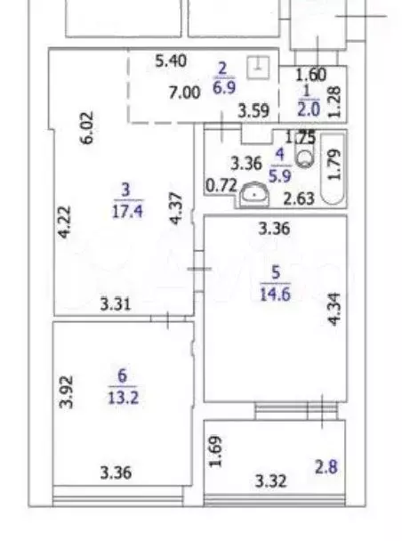 2-к. квартира, 60 м, 2/8 эт. - Фото 0