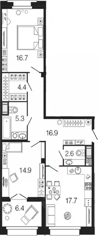 2-к кв. Санкт-Петербург Барочная ул., 6 (78.5 м) - Фото 1