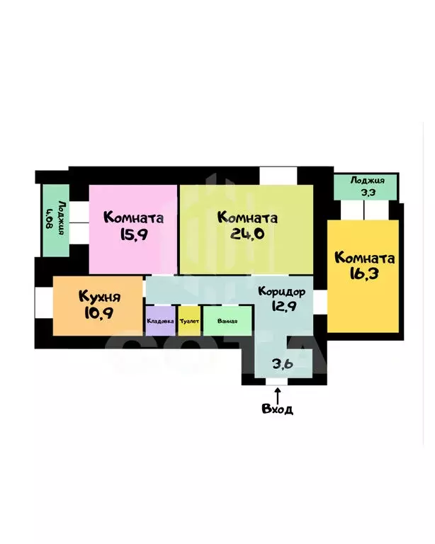 3-комнатная квартира: Воронеж, улица Ворошилова, 43 (90.2 м) - Фото 1