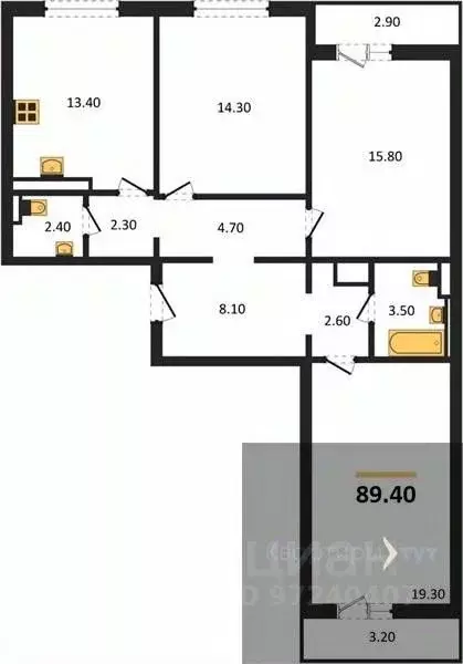 3-к кв. Воронежская область, Воронеж ул. Загоровского, 5/3 (89.4 м) - Фото 0