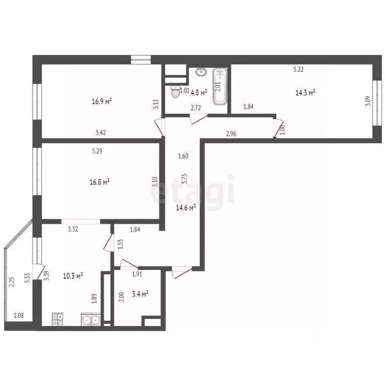 3-к кв. Московская область, Балашиха ул. Бояринова, 9 (81.1 м) - Фото 2