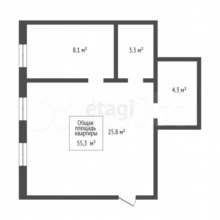 2-к. квартира, 55 м, 3/4 эт. - Фото 0