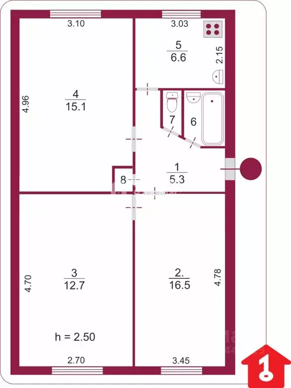 3-к кв. Омская область, Омск Старый Кировск мкр, пос. Новостройка, 9 ... - Фото 2