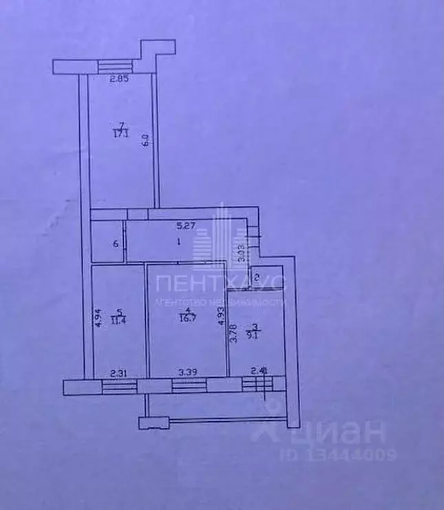 3-к кв. Владимирская область, Владимир ул. Нижняя Дуброва, 19 (69.1 м) - Фото 2