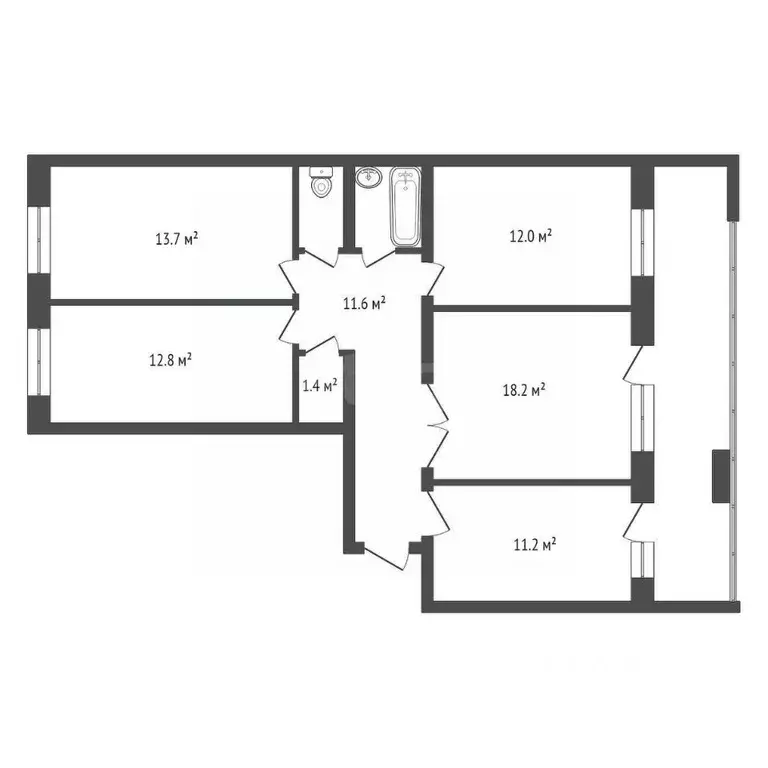 4-к кв. Красноярский край, Красноярск Судостроительная ул., 26а (85.0 ... - Фото 2