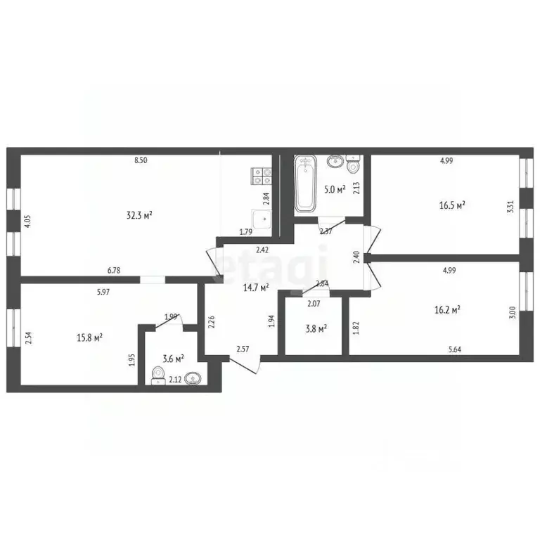 3-к кв. Тюменская область, Тюмень ул. Николая Машарова, 2 (111.1 м) - Фото 2