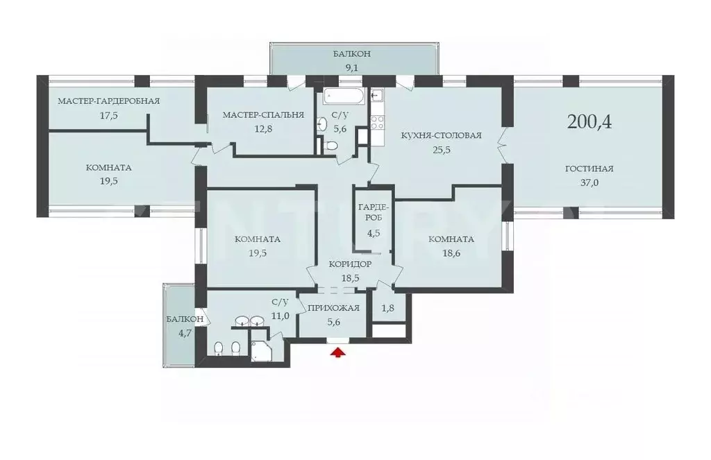 4-к кв. Санкт-Петербург Петергофское ш., 45 (200.4 м) - Фото 2